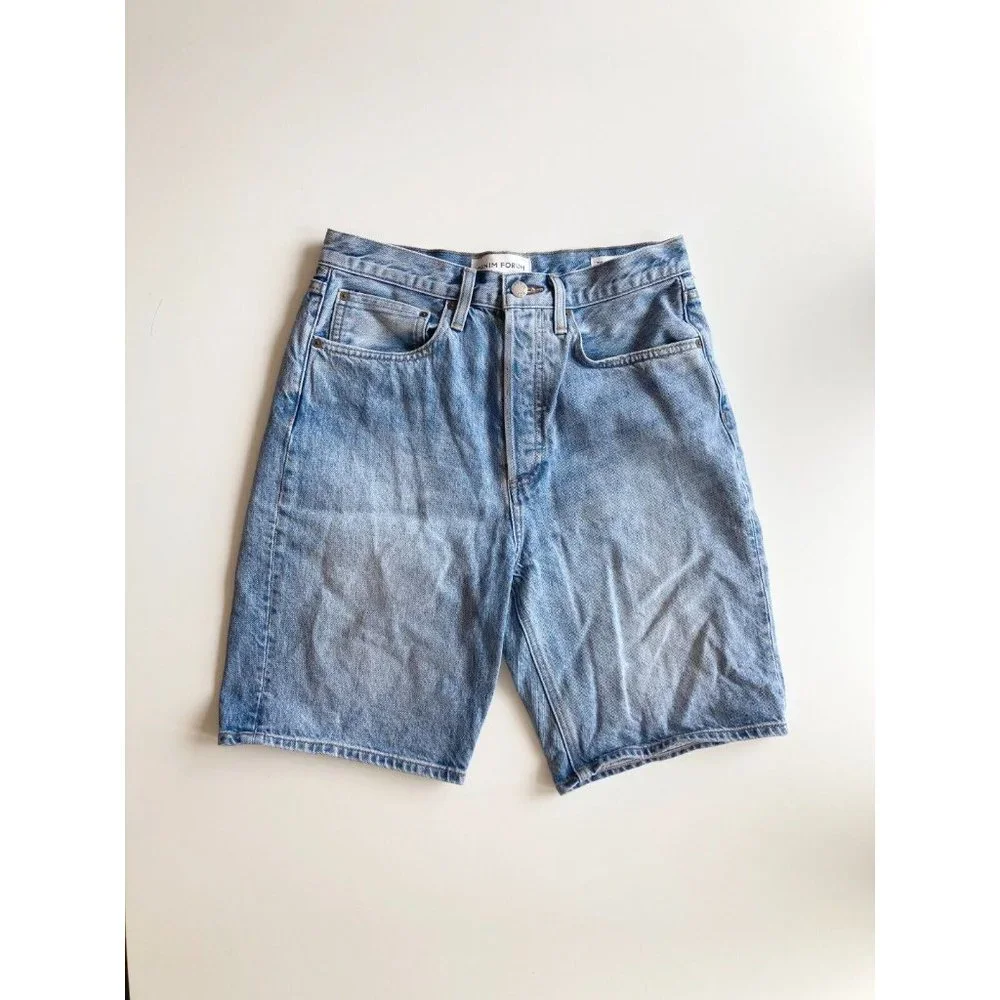 Aritzia DENIM FORUM Joni High Rise 90's Loose Bermuda Denim Shorts, Size 27 - Picture 1 of 16
